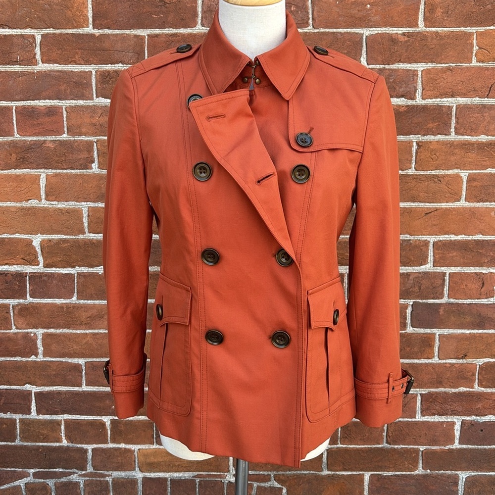 Burberry Double-Breasted Trench Coat in Rust